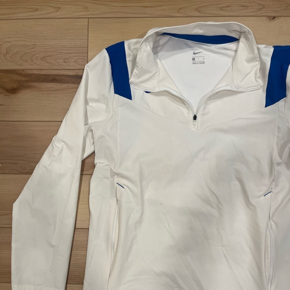 nike white and blue quarter zip windbreaker jacket - Picture 2 of 5